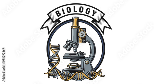Microscope with DNA biology science.