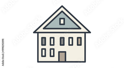 Simple house with triangular roof.