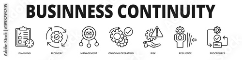 banner Business Continuity and Risk Management icon style line.