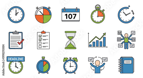 Collection of Time Management and Productivity Icons