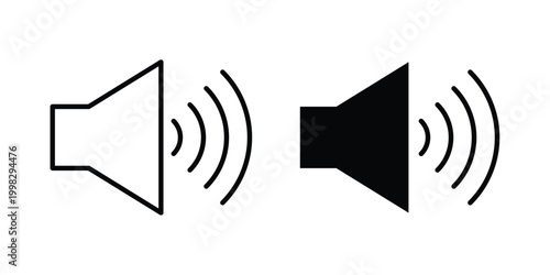 volume button icon strokes and flat black vectors. Illustrations EPS10