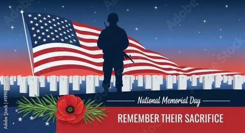 National Memorial Day remember their sacrifice with soldier silhouette
