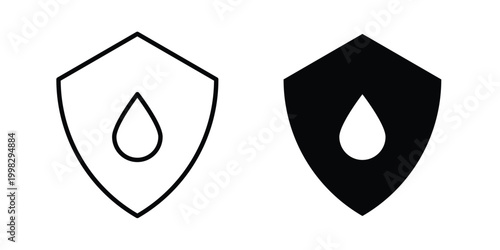 Waterproof icon strokes and flat black vectors. Illustrations EPS10