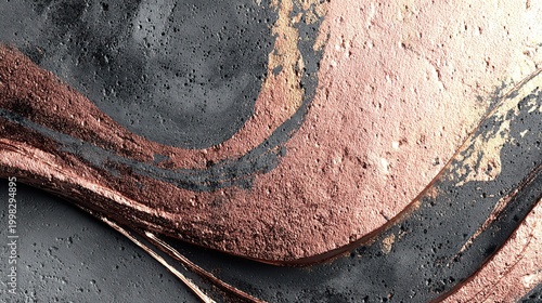 Luxury Abstract Concrete Backdrop with Rose Gold and Bronze Metallic Curved Accents, Modern Design Element for Wall Decor, Print Materials and Digital Creative Projects