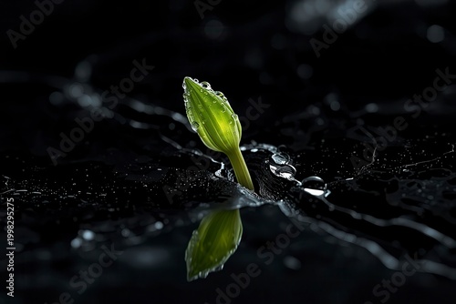 Modern Interior Architecture with Circular Skylight, Low Angle View of Concrete Ceiling Void and Marble Wall with Monstera Leaf.