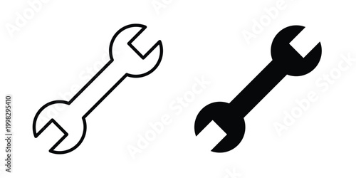 Wrench icon strokes and flat black vectors. Illustrations EPS10
