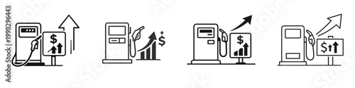 Energy crisis, oil prices and global energy. Vector, illustration, minimalist, icon, icon set