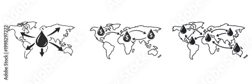 Energy crisis, oil prices and global energy. Vector, illustration, minimalist, icon, icon set