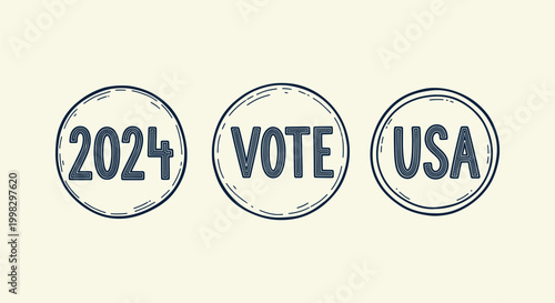 2024 United States Presidential Election Vote USA Badges Vector Illustration for Democracy Concept