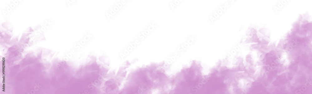 Fototapeta premium abstract purple smoke, lavender cloud border, white background mist, ethereal fog frame, purple vapor graphic, soft smoke footer, digital art backdrop, mystical haze element, cinematic dreamy cloud