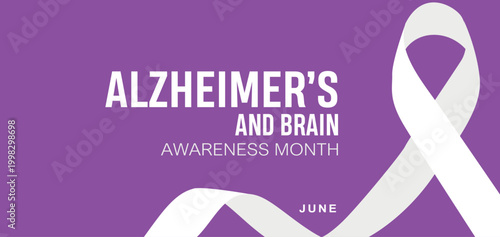 June is Alzheimer’s and Brain Awareness Month Background Design Banner poster post 