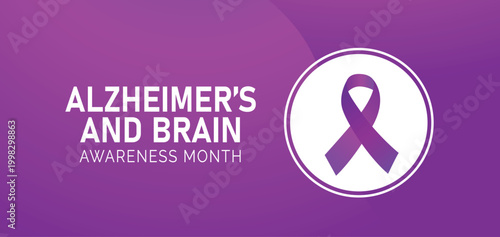 June is Alzheimer’s and Brain Awareness Month Background Design Banner poster post 