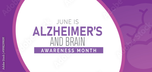 June is Alzheimer’s and Brain Awareness Month Background Design Banner poster post 