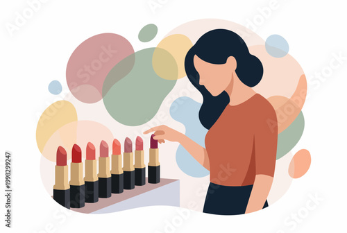 Woman Choosing Lipstick Shade from Selection