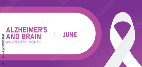 June is Alzheimer’s and Brain Awareness Month Background Design Banner poster post 
