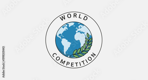 The football world cup competition logo features a globe with laurel.