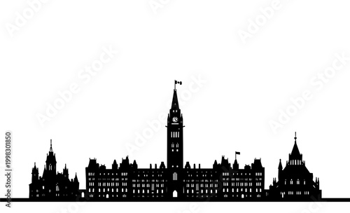 Ottawa Parliament Hill Skyline Silhouette Gothic Architecture