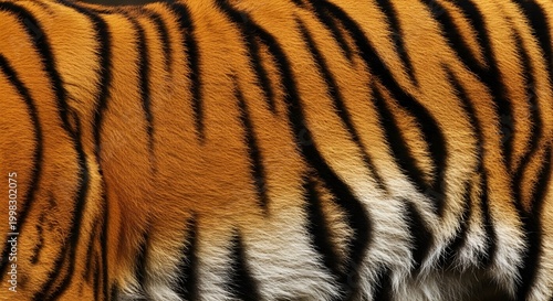 Detailed Close Up Realistic Tiger Fur Texture Pattern with Orange Black and White Stripes