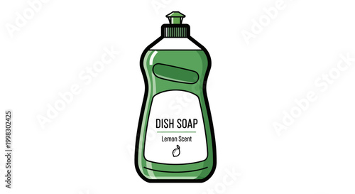 Dish soap bottle green plastic.