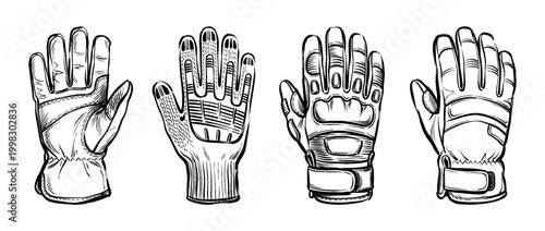 work gloves , Traditional Chinese Brush , strokes swirl style