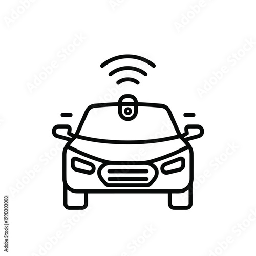 Modern car equipped with self-driving and wireless technology features