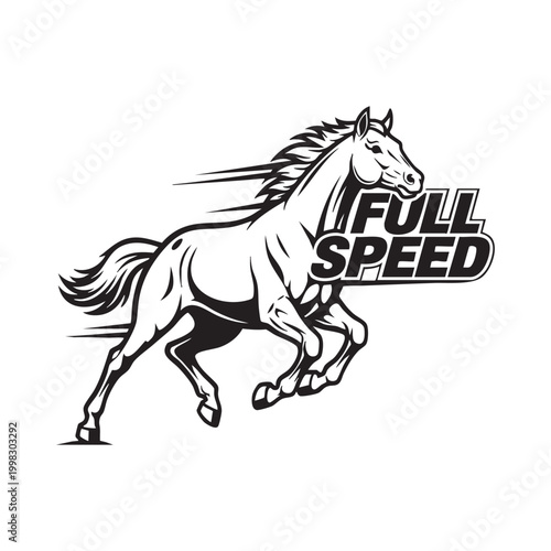 galloping horse with full speed text silhouette high quality professional detailed modern elegant stylish clean crisp