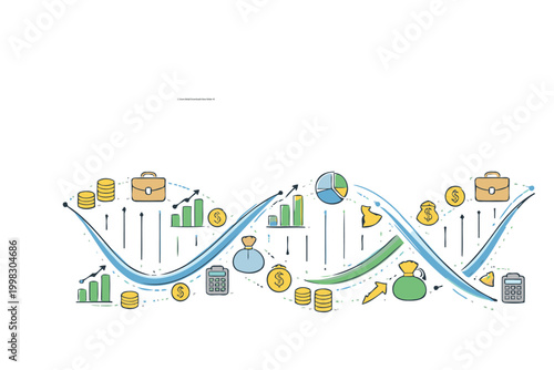 Business growth and investment infographic with financial icons Vector