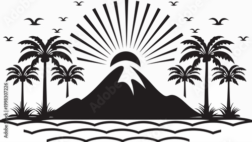 palm trees and pyramids