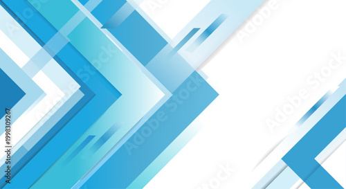 Modern corporate vector with blue diagonal shapes and arrows. High-tech aesthetic with gradients, 3D layering, and motion blur. Professional design with white space for web and business use