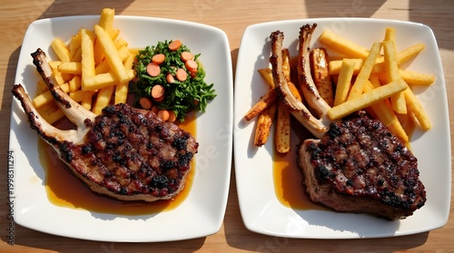 two dish grilled steak with french fries