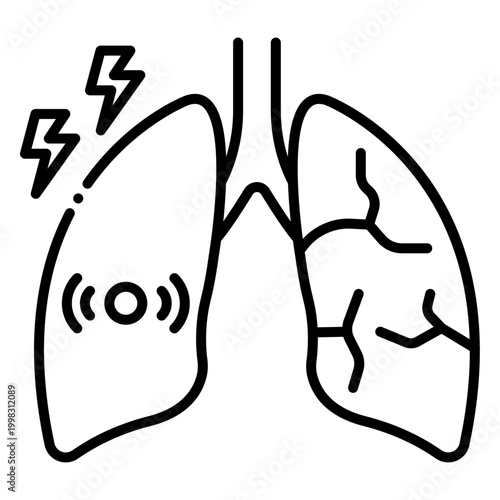 Minimalist Human Lungs Tuberculosis Medical Icon