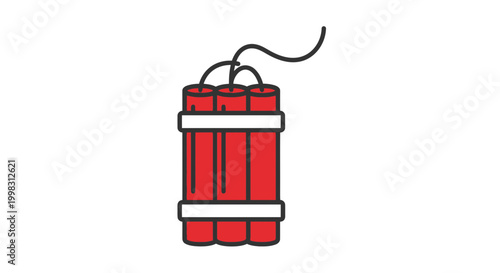 Red dynamite stick with fuse wire.