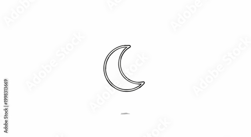 Minimalist line art icon of a crescent moon, symbolizing night, sleep, and celestial beauty