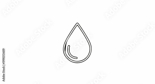 Simple outline vector icon of a single water drop, symbolizing purity, hydration, or liquid properties in a clean minimalist design