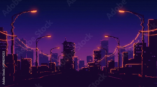 art urban cityscape at night