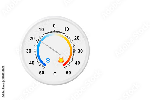Tableau sur toile Circular celsius scale thermometer isolated on a white background