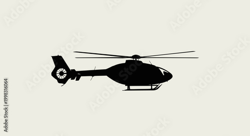 Black helicopter silhouette flying high.