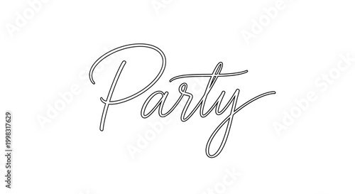 Elegant Calligraphy Word Art The Timeless Charm of the Word 'Party' Rendered in a Sophisticated Script Font