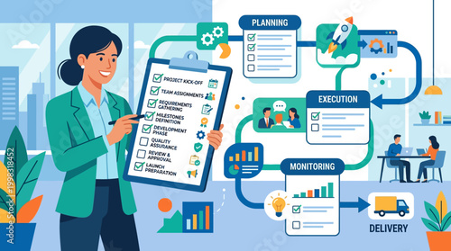 Business woman planning and executing project management.