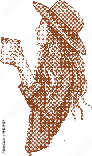 Woman in Hat Holding Small Jar Outdoors During Daytime