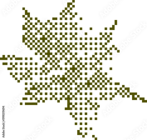 Pixelated Maple Leaf Silhouette Against White Background for Autumnal Graphics
