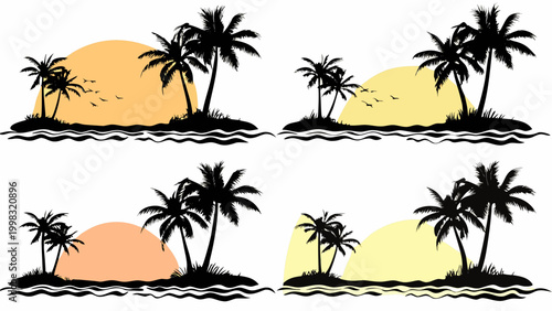 vector illustration of a tropical beach