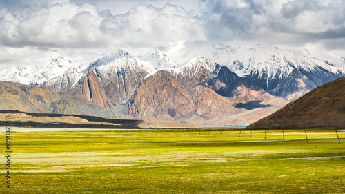 Canvas Print Alpine grassland pasture on Pamir Plateau, Kizilsu, Xinjiang, China