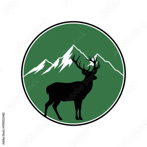 Obraz Elk Silhouette with Large Antlers Profile.
