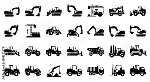 Heavy construction machinery and industrial vehicles collection.