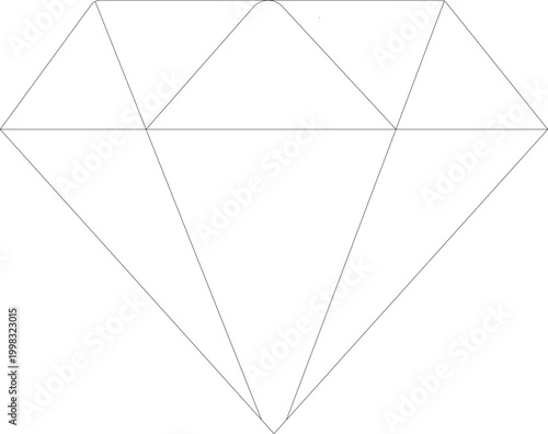 Minimal Diamond Outline Icon Geometric Gem Line Illustration