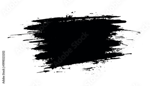 Abstract black brushstroke bold ink splash and textured paint effect