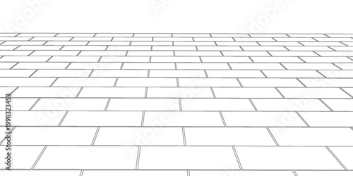 White background with gray perspective grid lines creating a square pattern. Template platform for technology, user interface, industry, science, blueprint, or infographic concept. Vector illustration