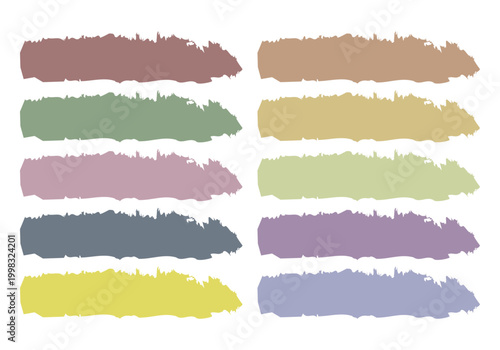 Colección de trazos de pincel rectangulares con texturas rugosas en diversos colores pastel