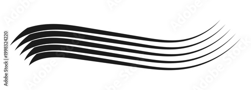 Líneas curvas negras con efecto de movimiento en trazo de pincel 